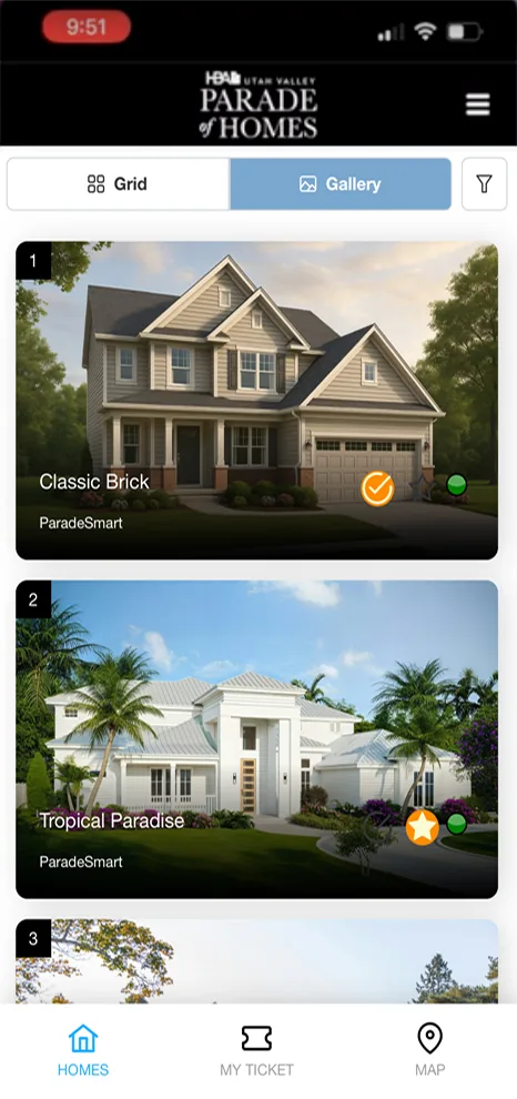 ParadeSmart app homes list