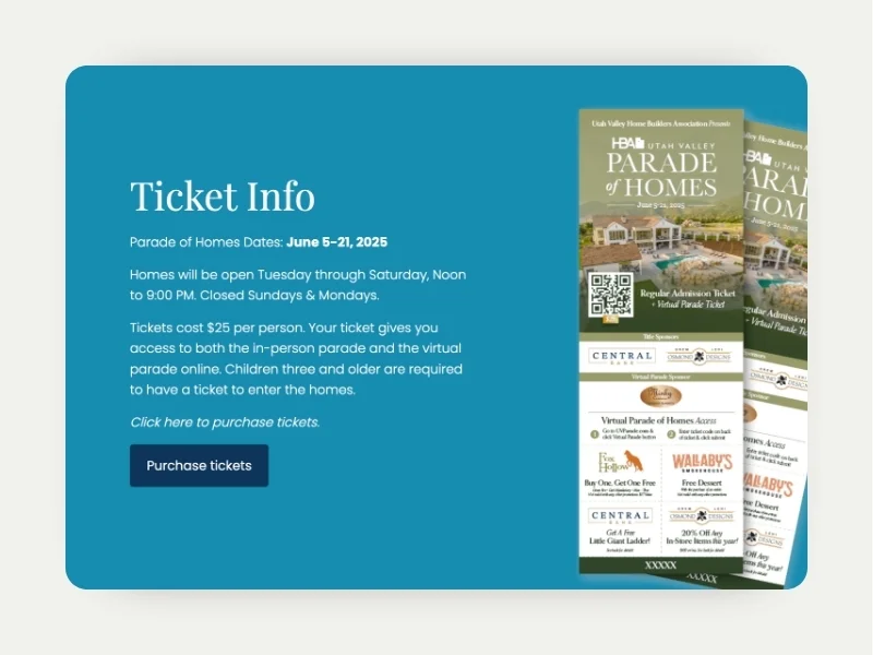 ticket information parade of homes