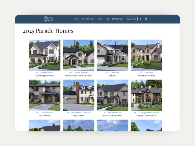 Home Listings at ParadeSmart- essential website content for a successful parade of homes