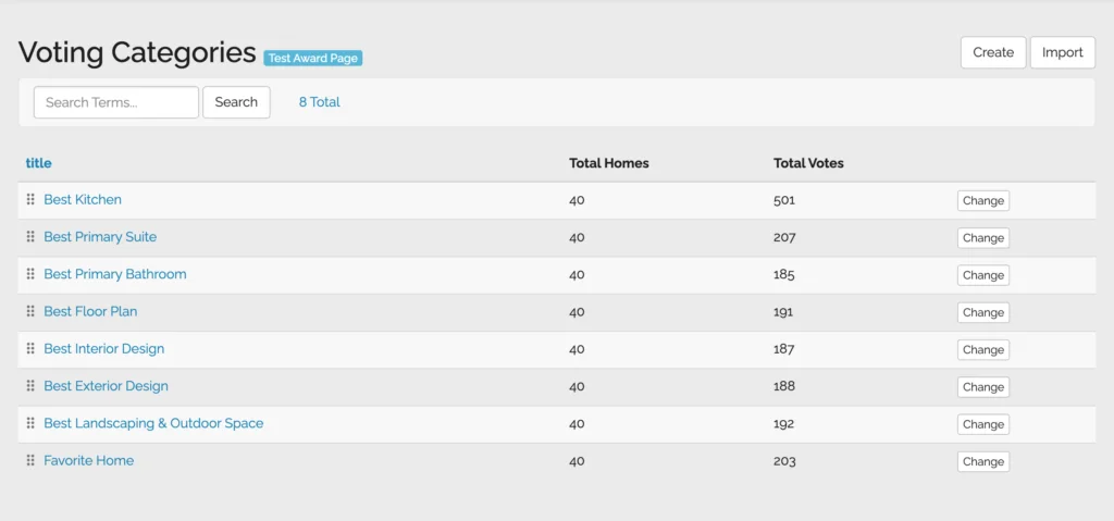 People's Choice voting categories in ParadeSmart Web Manager