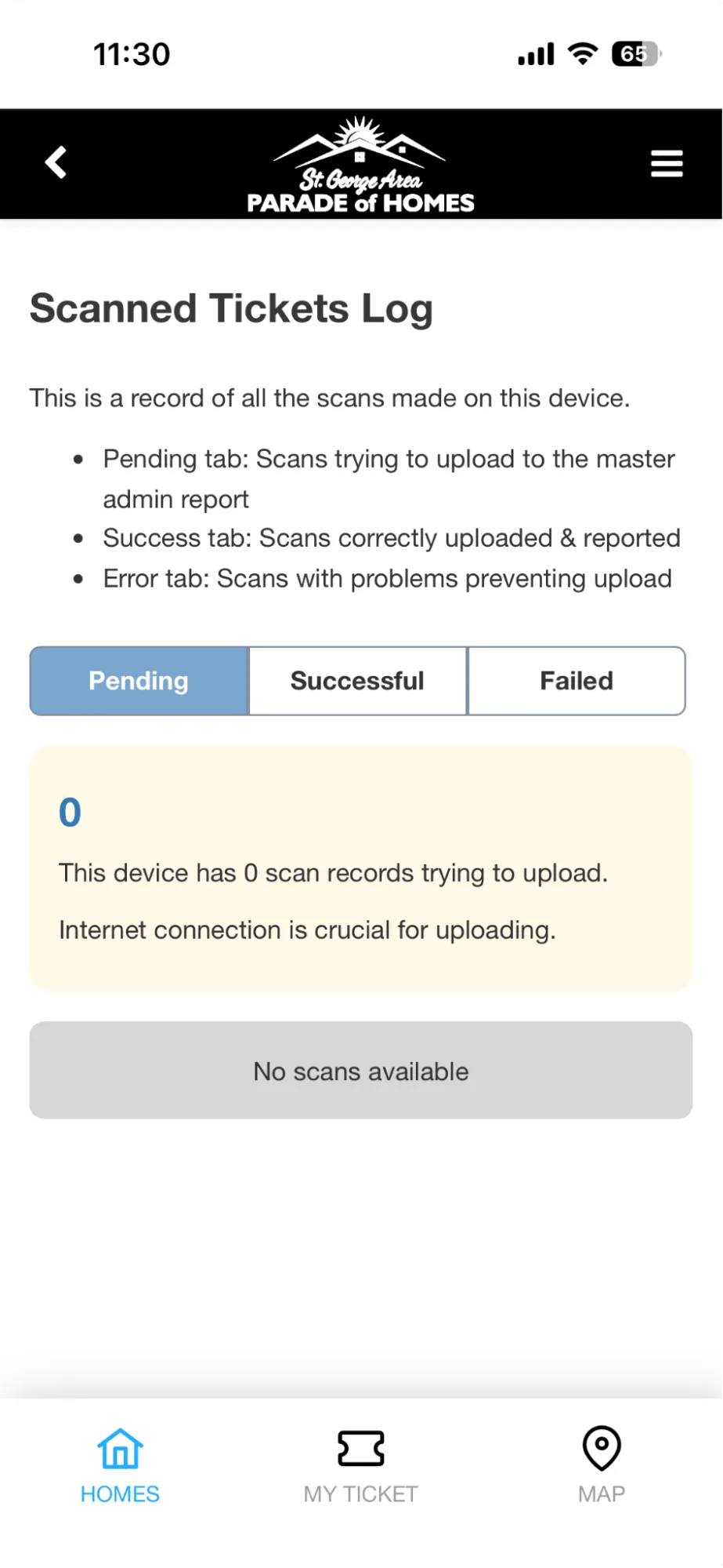 The scan stats detail table for a builder's homes