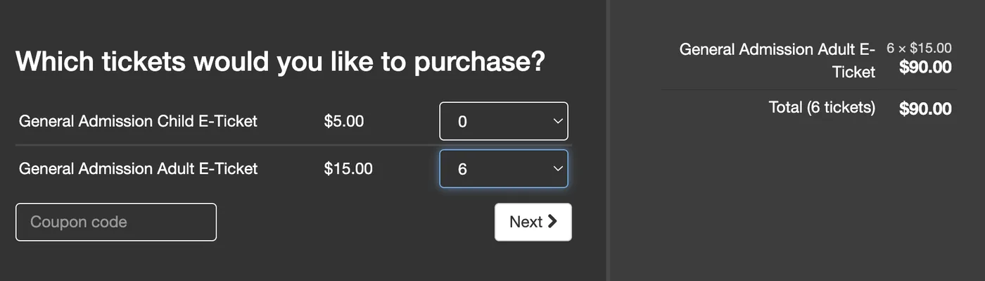 Sending complimentary tickets to a recipient in Web Manager