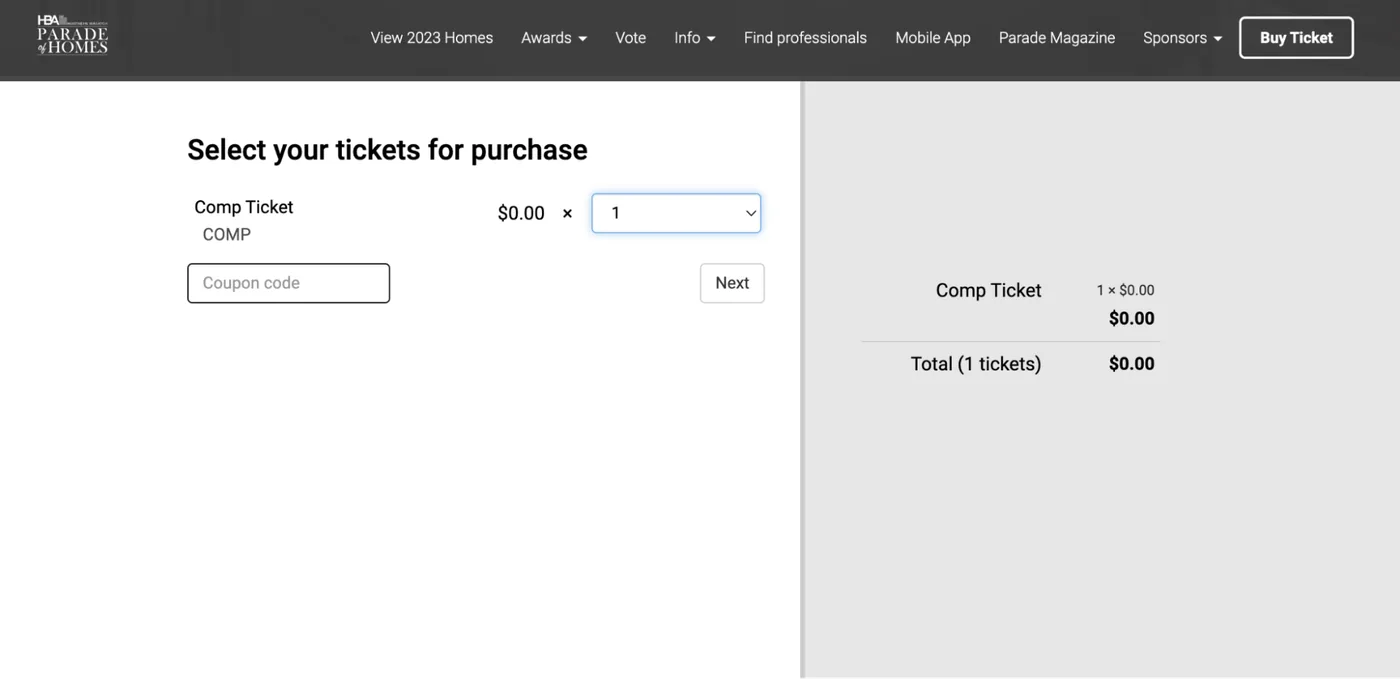 Configuring an all-tickets-free event in Web Manager