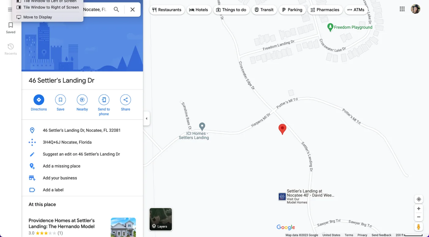 Step 1: searching for a home's address in Google Maps