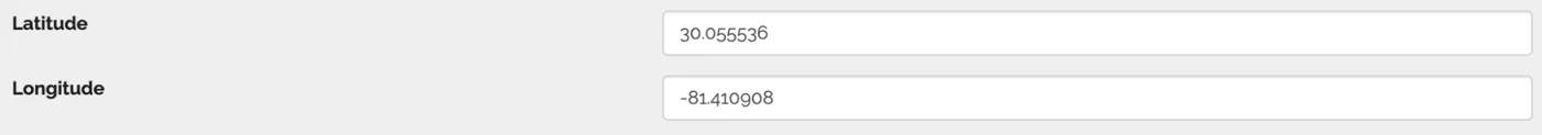 Step 4: pasting latitude and longitude into the home record fields