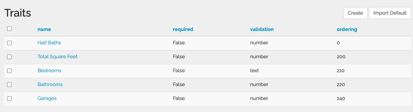 The Create Trait form in Advanced → Traits