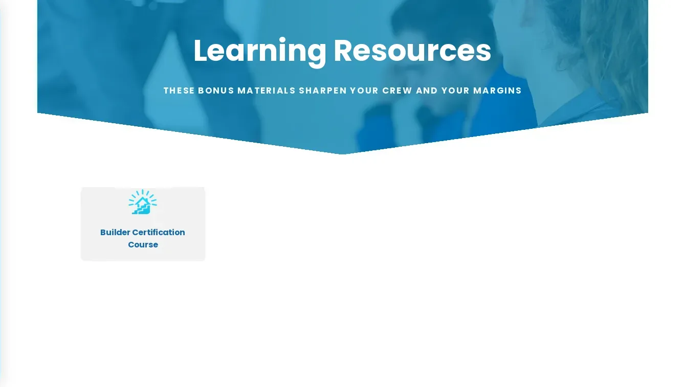 Learning Resources page showing an enrolled course card with a percentage progress ring.
